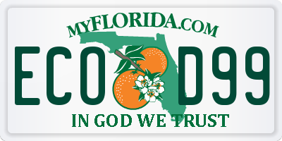 FL license plate ECOD99