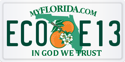 FL license plate ECOE13