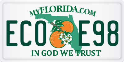 FL license plate ECOE98