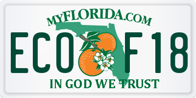 FL license plate ECOF18