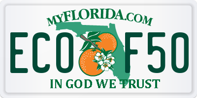 FL license plate ECOF50