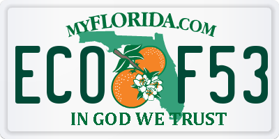 FL license plate ECOF53