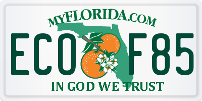 FL license plate ECOF85