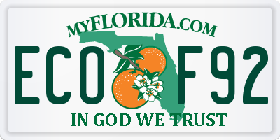 FL license plate ECOF92