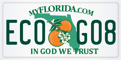 FL license plate ECOG08