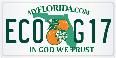 FL license plate ECOG17