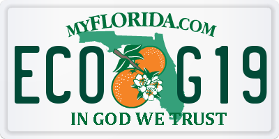FL license plate ECOG19