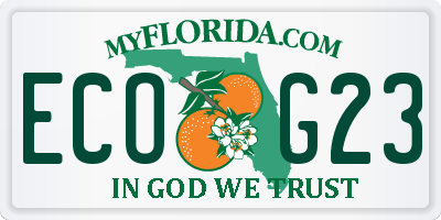 FL license plate ECOG23