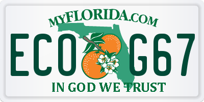 FL license plate ECOG67