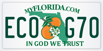 FL license plate ECOG70