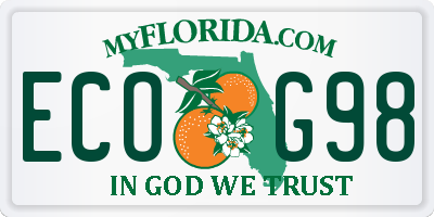 FL license plate ECOG98