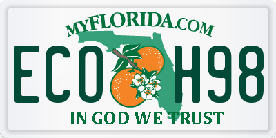 FL license plate ECOH98