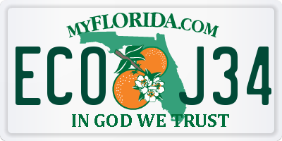 FL license plate ECOJ34