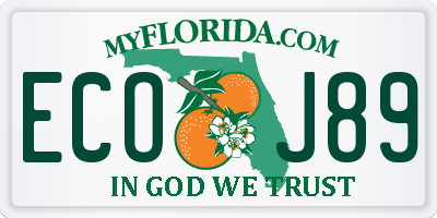 FL license plate ECOJ89