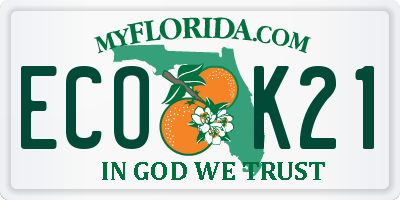 FL license plate ECOK21