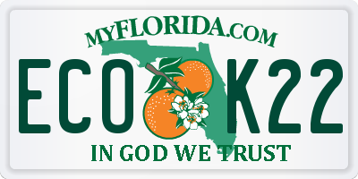 FL license plate ECOK22