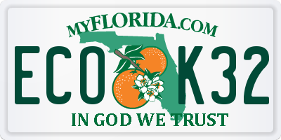 FL license plate ECOK32