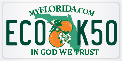 FL license plate ECOK50