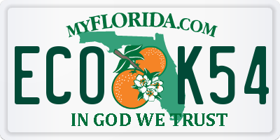 FL license plate ECOK54
