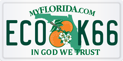 FL license plate ECOK66