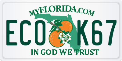 FL license plate ECOK67