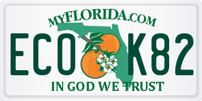 FL license plate ECOK82