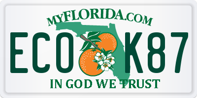 FL license plate ECOK87