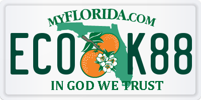 FL license plate ECOK88