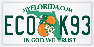 FL license plate ECOK93