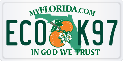 FL license plate ECOK97