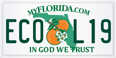 FL license plate ECOL19
