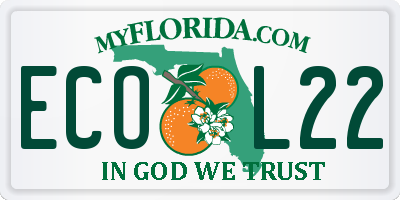 FL license plate ECOL22