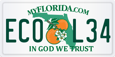 FL license plate ECOL34