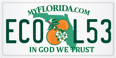 FL license plate ECOL53