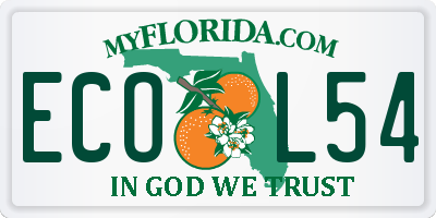 FL license plate ECOL54
