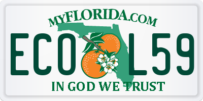 FL license plate ECOL59