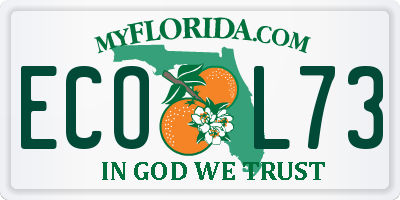 FL license plate ECOL73