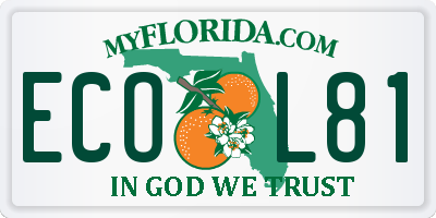 FL license plate ECOL81