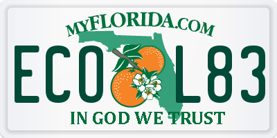 FL license plate ECOL83
