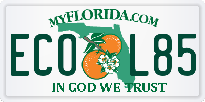 FL license plate ECOL85