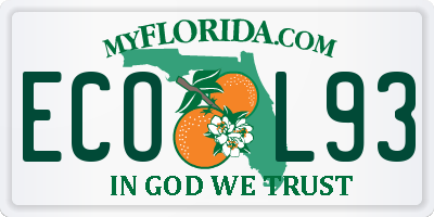 FL license plate ECOL93