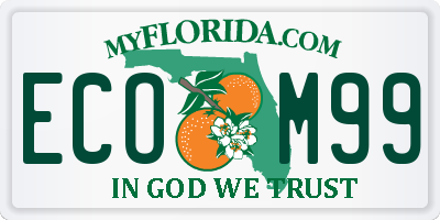 FL license plate ECOM99