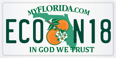 FL license plate ECON18