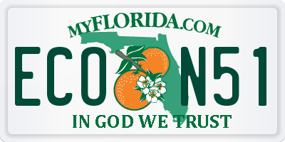 FL license plate ECON51