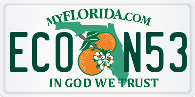 FL license plate ECON53