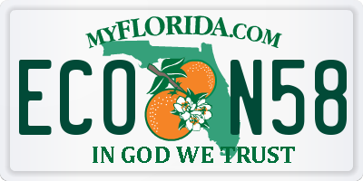 FL license plate ECON58