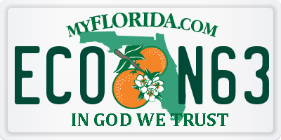 FL license plate ECON63