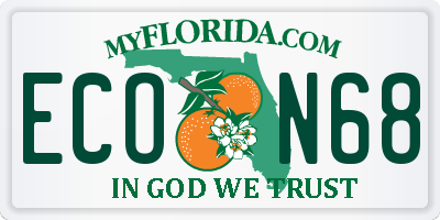 FL license plate ECON68