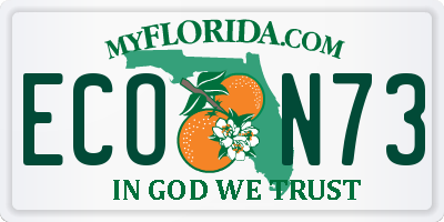 FL license plate ECON73