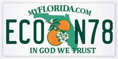 FL license plate ECON78